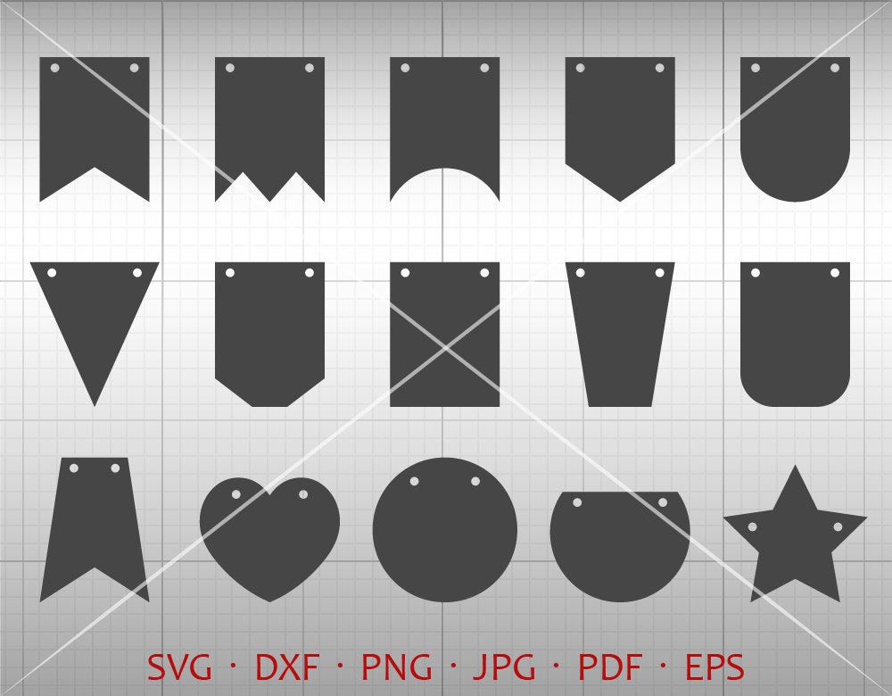 Bunting Banner SVG Banner Flag SVG Clipart DXF Vector Etsy