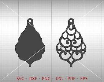 Flower Earring SVG, Tear Drop SVG, Pendant svg, Vector DXF, Leather Earring Jewelry Laser Cut Template Commercial Use