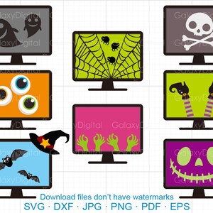 Halloween Compter Clipart SVG, Display Clipart SVG DXF Silhouette Cricut Cut Files Commercial use