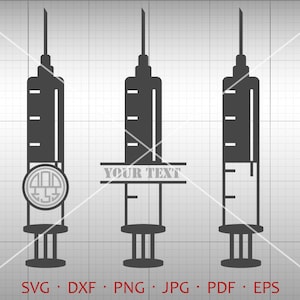 Syringe SVG, Nurse Monogram Frame , Doctor Clipart DXF Silhouette Cricut Cut File Commercial Use