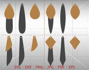 Thin Stacked Earring SVG, Stacked Tear Drop SVG, Pendant svg, Vector DXF, Leather Earring Jewelry Laser Cut Template Commercial Use