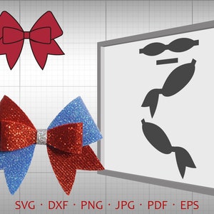3D Cheer Bow SVG, DIY Bow Cut File, Leather Hair Accessories Making Vector DXF Template Silhouette Cricut Cut File Commercial Use