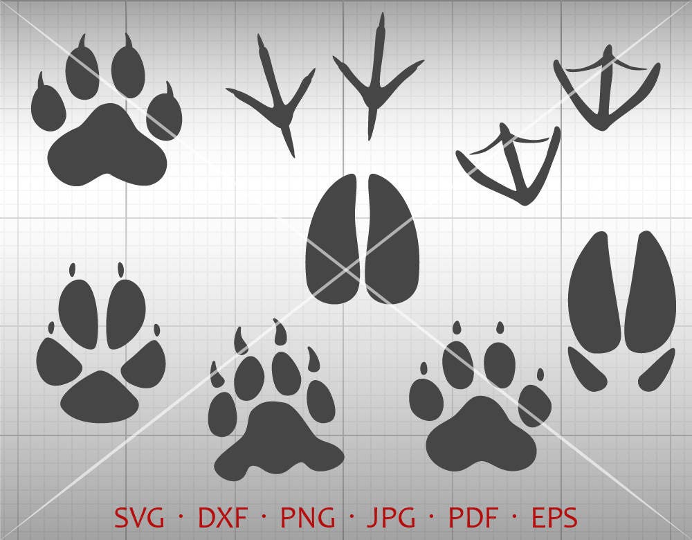 Download Animal Tracks SVG Hunting SVG Paw Prints Clipart Silhouette | Etsy