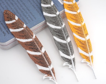 Feather Embroidered Bookmark, Reading Gift
