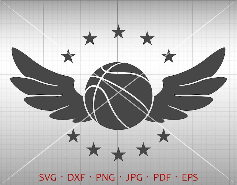 Wings Basketball SVG Basketball Clipart Vector Silhouette Etsy