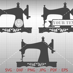 Sewing Machine SVG, Sew Monogram Frame , Sewing Machine Clipart Vector Silhouette Cricut Cut File Commercial Use