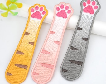 Cat Paw Embroidered Bookmark, Animal Bookmark, Reading Gift
