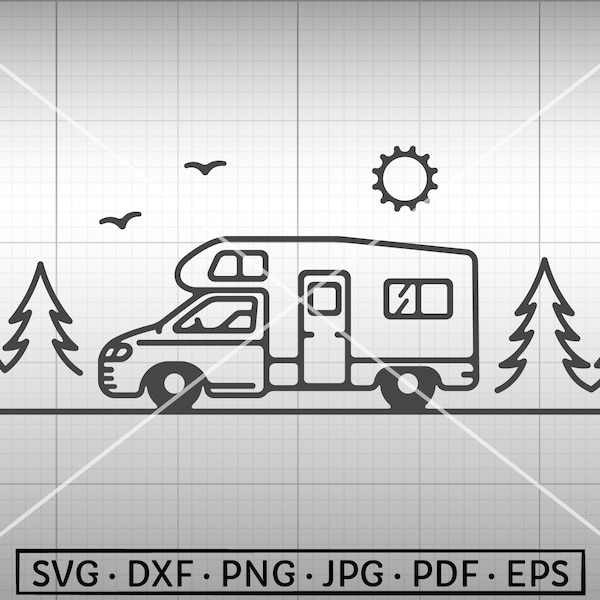 Camper RV SVG, Camping SVG, Motorhome svg, Silhouette Cricut Cut File Commercial Use