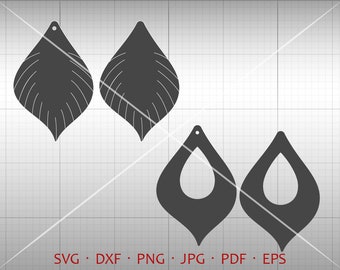 Leaf Earring SVG, Pendant svg, Tear drop Vector DXF, Leather Earring Jewelry Laser Cut Template Commercial Use