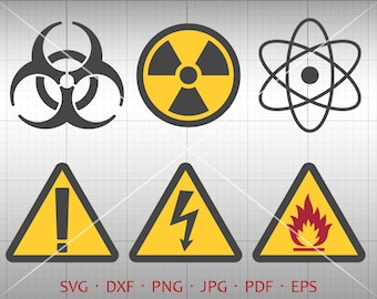 Danger Sign SVG, Hazard Symbol SVG, Radiation, Virus Clipart DXF Vector Silhouette Cricut Cut File