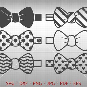 Bow SVG, Chevron, Polka Dot Bow Clipart Silhouette Cricut Cut File Vector Commercial Use