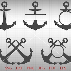 Anchor SVG, Anchor Monogram Frame, Sailors Anchor Clipart Silhouette Cricut Cut Files