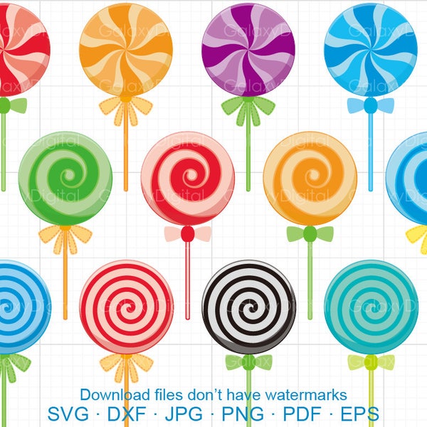 Lollipop Clipart SVG, Sweets Candy Clipart SVG DXF Silhouette Cricut Cut Files Commercial use