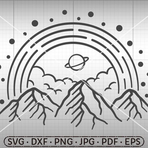 Rainbow and Mountain SVG, Silhouette Cricut Cut File Commercial Use