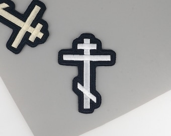 Orthodox Cross Embroidered Patch, Punk Rock Iron On Applique