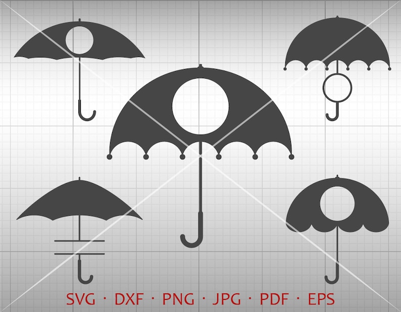 Download Umbrella SVG Umbrella Monogram Frame Umbrella Clipart DXF ...