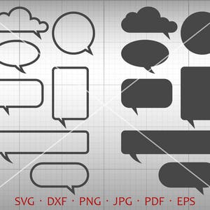 Discours bulle SVG, mot ballon Clipart, texte bulle vecteur DXF Silhouette coupe Cricut fichier utilisation commerciale