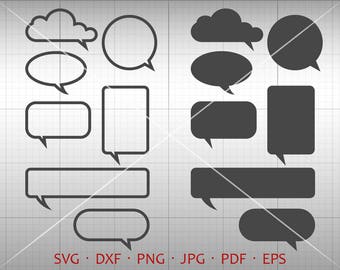 Speech Bubble SVG, Word Balloon Clipart, Text Bubble Vector DXF Silhouette Cricut Cut File Commercial Use