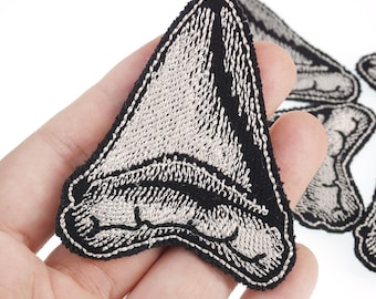 Shark Tooth Embroidered Patch Punk Canvas Applique Iron on