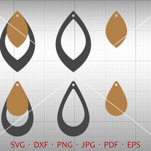 Stacked Earring SVG Hollow Out Leaf Tear Drop SVG Pendant - Etsy