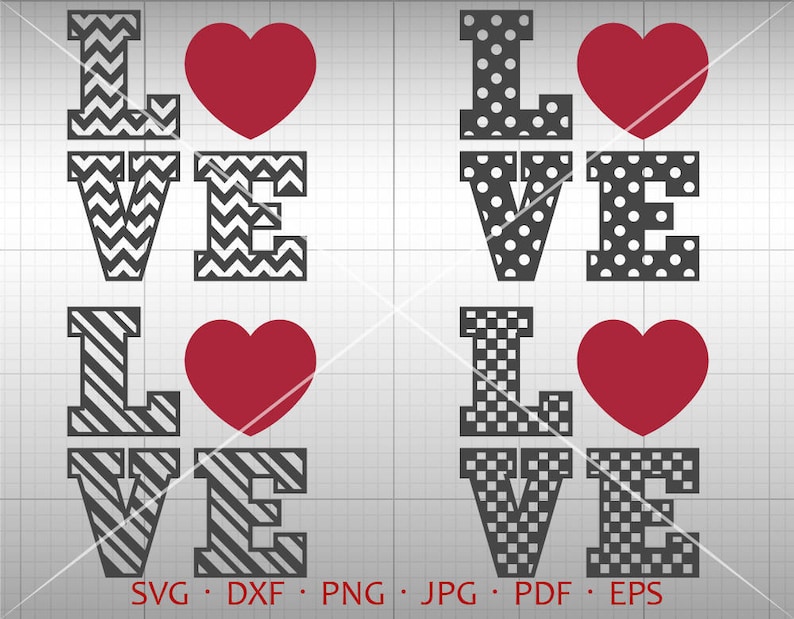 Love Svg Valentine SVG Valentine's Day Clipart Chevron | Etsy