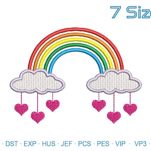 Rainbow with Heart Embroidery Design File, Machine Embroidery Design Commercial use