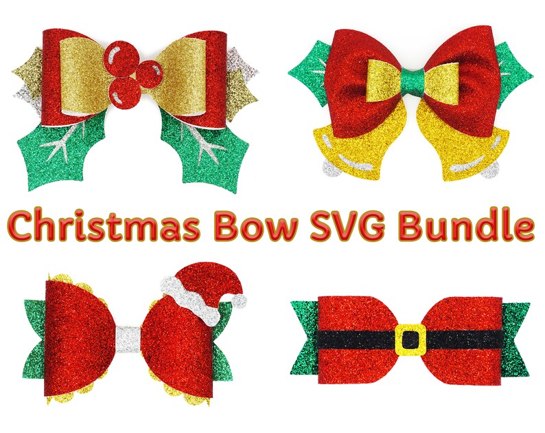 Download Christmas Bow SVG Bundle Christmas Hair Bow Template SVG ...