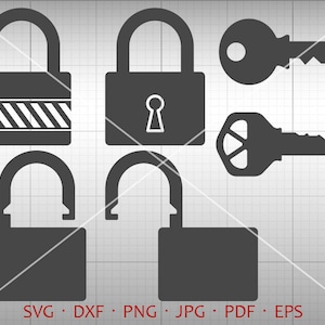 SVG, Schloss und Schlüssel Clipart SVG DXF Sicherheit Sicherheit Clipart Vektor Silhouette Cricut geschnitten Dateien kommerzielle Nutzung zu sperren