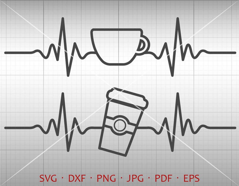 Download Heartbeat Coffee SVG EKG Coffee Clipart Silhouette Cricut ...