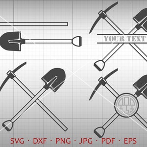 Miner Pick Shovel SVG, Coal Miner Svg, Pick Monogram Frame , Shovel Clipart Vector Silhouette Cricut Cut File Commercial Use