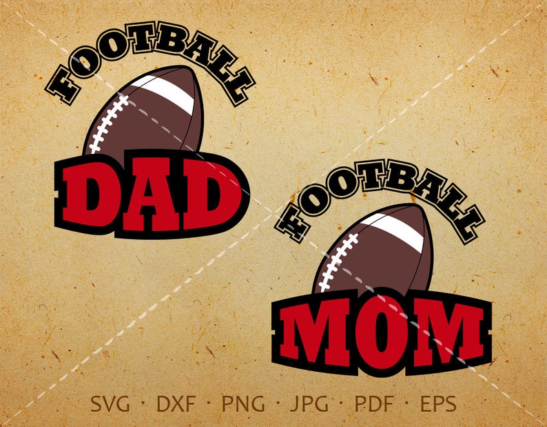 Football Mom Dad SVG, Football Clipart Clipart Silhouette Cricut Cut Files svg, dxf, eps, png, jpg, pdf image 1