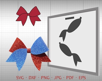Cheer Bow SVG, DIY Bow Cut File, Leather Hair Accessories Making Vector DXF Template Silhouette Cricut Cut File Commercial Use