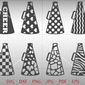 Megaphone Clipart SVG, Cheer Megaphone SVG DXF Silhouette Cricut Cut Files Commercial use
