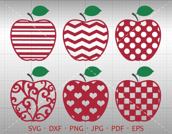 Download Pattern Apple Svg Teacher Apple Clipart Dxf Silhouette Cricut Etsy