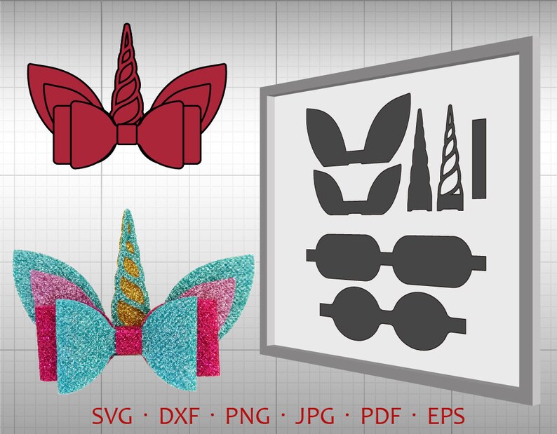 Unicorn Bow SVG DIY 3D Bow Cut File Leather Hair ...
