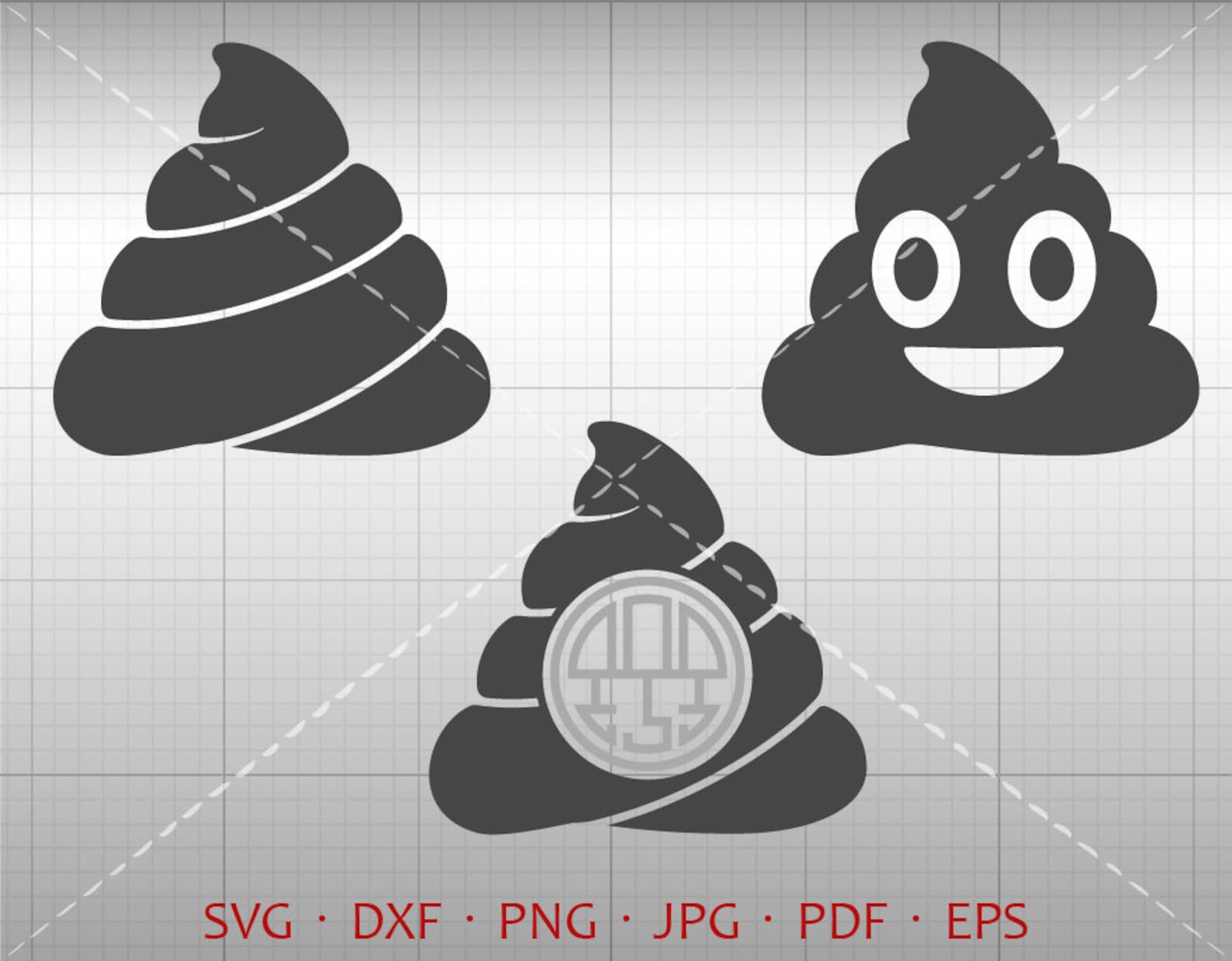 Poop Emoji SVG Poop Monogram SVG Poop Clipart Silhouette Etsy