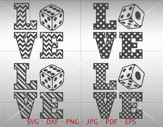 Love Dice Svg Love Gamble Clipart Chevron Polka Dot | Etsy