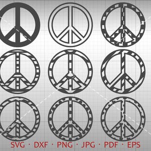 Peace Sign SVG, Peace Symbol Clipart DXF Silhouette Cricut Cut File Vector Commercial Use