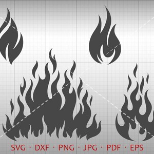 Fire SVG, Fire Flames Clipart DXF Silhouette Cricut Cut File Vector Commercial Use
