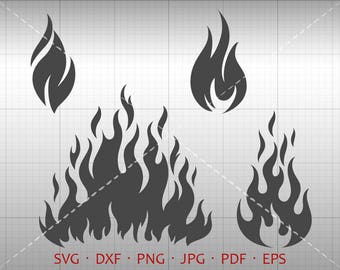 Fire SVG, Fire Flames Clipart DXF Silhouette Cricut Cut File Vector Commercial Use