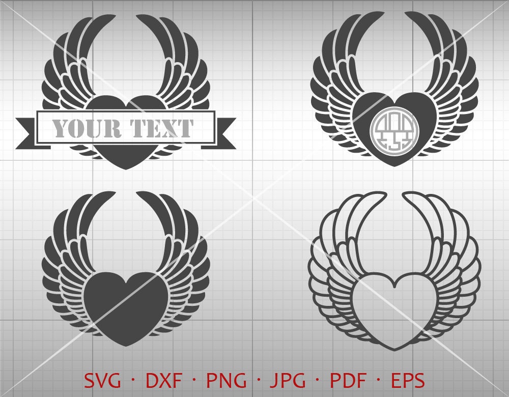 Download Angel Wings Heart SVG Valentine Wings SVG Angel Wings with ...