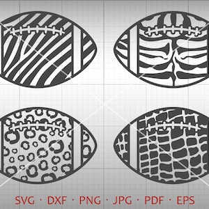 Animal Pattern Football SVG, zebra striped, leopard, tiger, crocodile print Shirt Pocket SVG Silhouette Cricut Cut Files Commercial Use