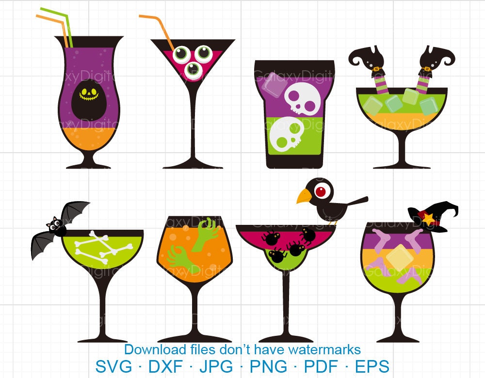 Download Halloween Cocktail Clipart SVG Wine Clipart SVG DXF | Etsy