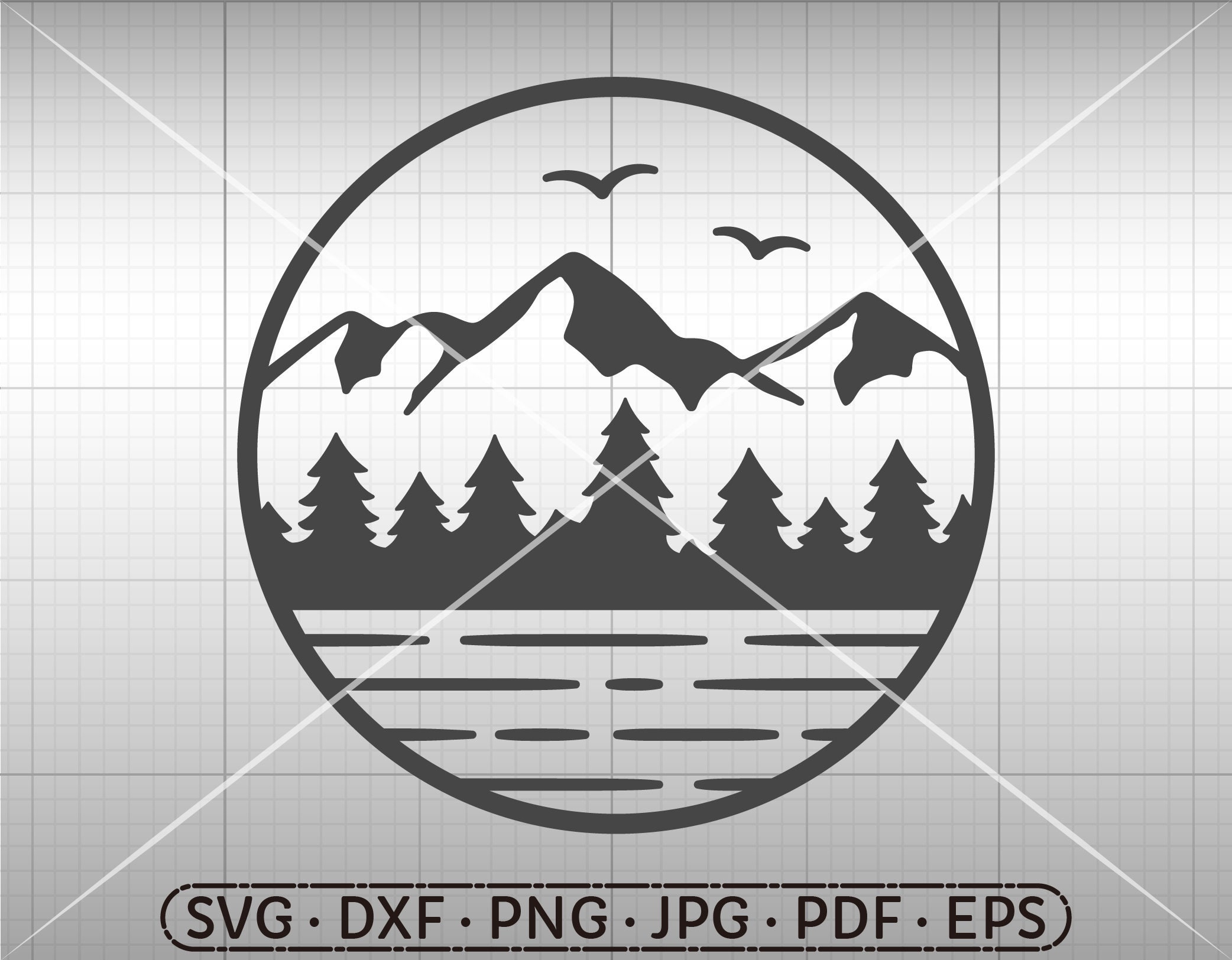 Mountain Scene SVG Outdoor SVG Forest Lake Camping SVG - Etsy UK