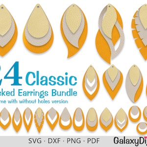 Orecchino SVG , Stacked Orecchino Modelli Bundle , Teardrop SVG Template , Leather Earring Cut Files