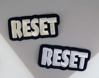 RESET Embroidered Patch, Punk Rock Iron On Applique