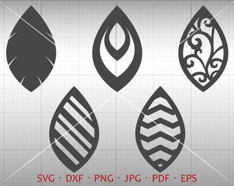 Leaf Tear Drop SVG (Without Hole), Earring SVG, Pendant svg, Teardrop Vector DXF, Leather Earring Jewelry Laser Cut Template Commercial Use