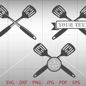 Kitchen Utensils SVG, Spatula Monogram Frame , Cooking Clipart Silhouette Cricut Cut File Commercial Use