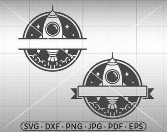 Rocket Monogram SVG, Spaceship Monogram SVG, Silhouette Cricut Cut File Commercial Use