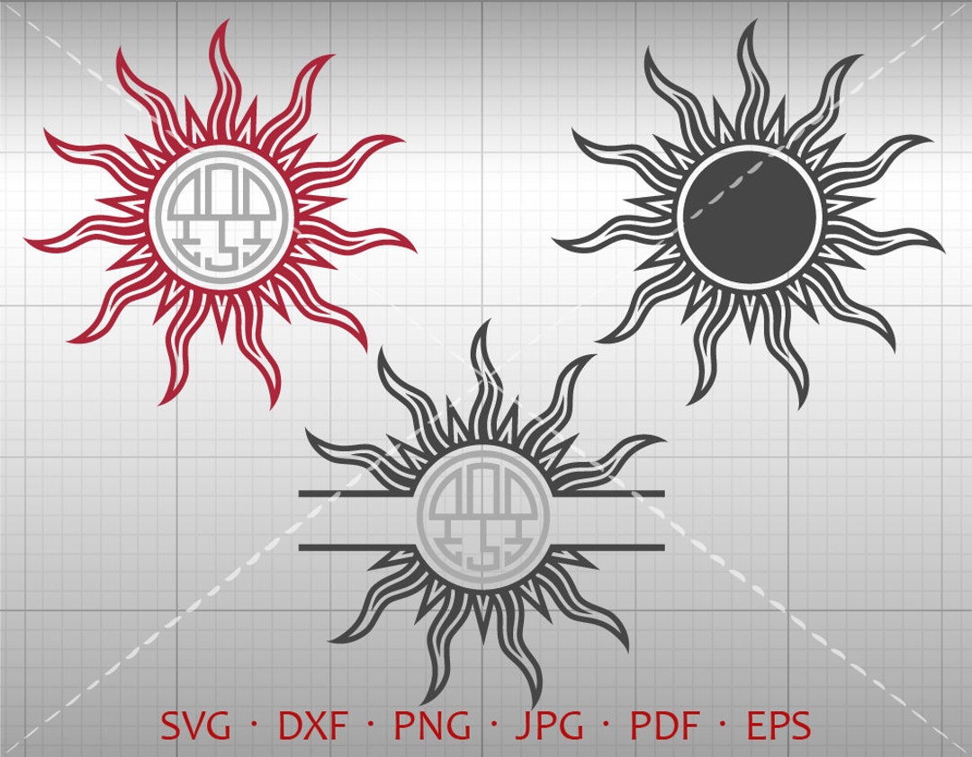 Sun SVG, Sun Monogram Frame , Sun Clipart Vector Silhouette Cricut Cut ...